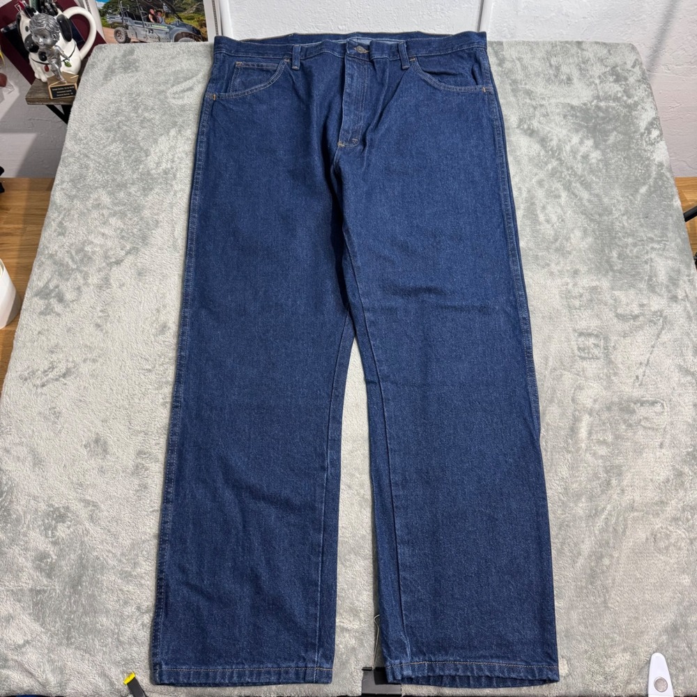 Vintage Rustler Dark Wash Regular Fit Straight Leg Denim Jeans Mens 40x30
